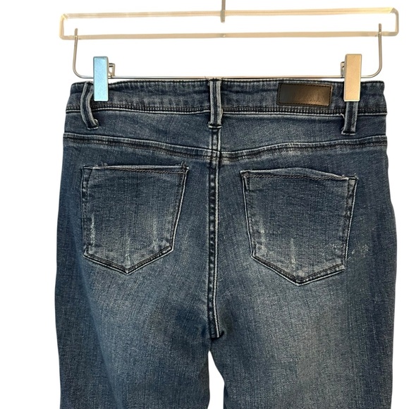 Elan | Women's Dark Blue Medium Wash Distressed Jeans Size Small - Picture 5 of 9